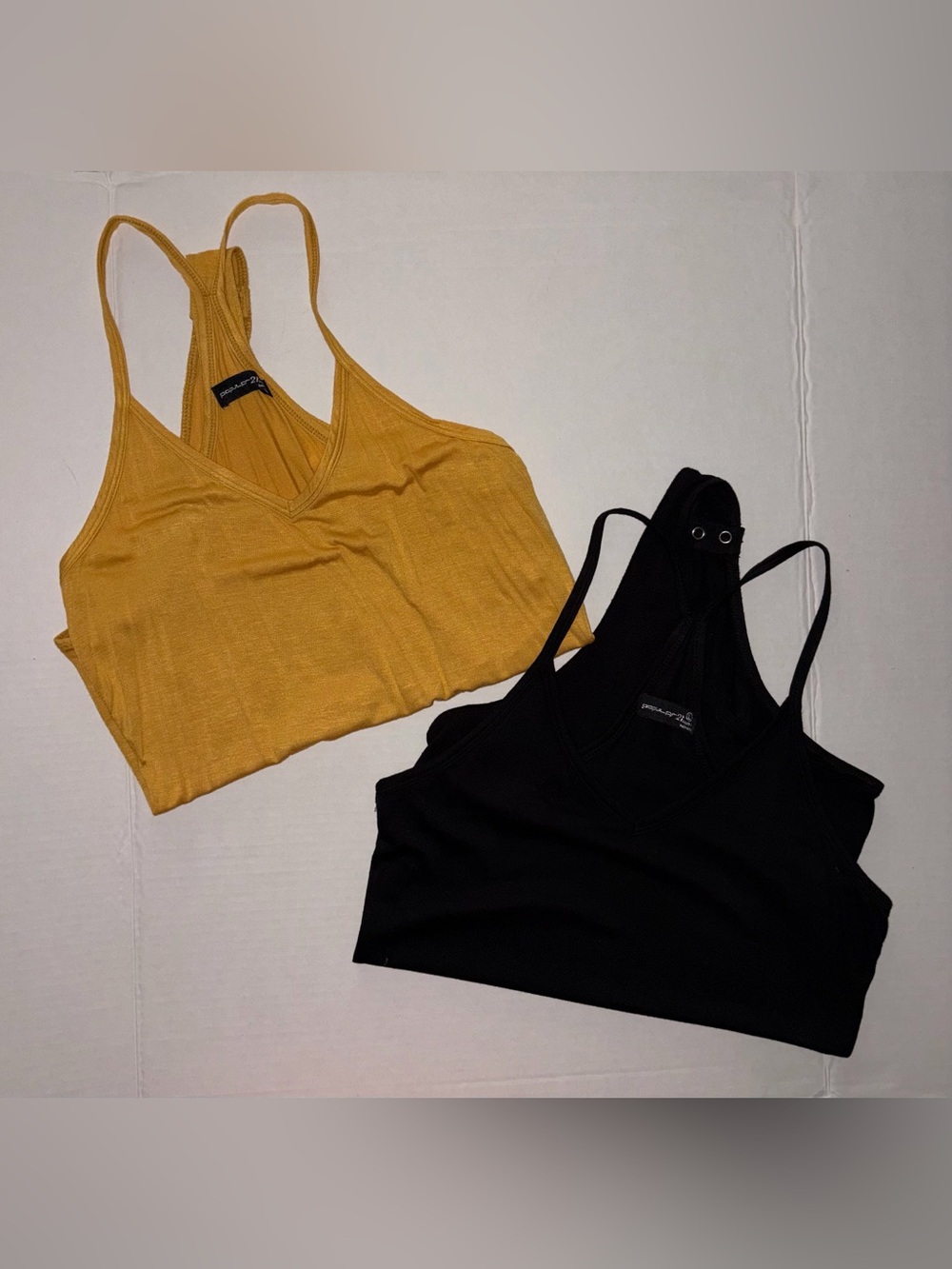 POPULAR 21 Racerback V-Neck‎ Ribbed Bodysuit - Mustard & Black